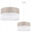 Lampa wisząca WOOD, biały abażur loft z dodatkiem dębowego forniru, 35cm