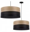 Lampa sufitowa WOOD, czarny żyrandol loft ze złotym fornirem dębowym, 44cm