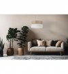Lampa wisząca WOOD, biały abażur nad stół lub sofę, fornir dębowy
