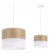 Lampa sufitowa WOOD, biały abażur loft ze złocistym fornirem dębowym, 20cm