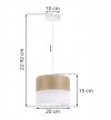Lampa sufitowa WOOD, biały abażur loft ze złocistym fornirem dębowym, 20cm