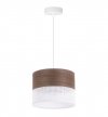 Lampa sufitowa WOOD, biały abażur loft o średnicy 20cm, fornir orzechowy