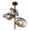Lampa wisząca RONDA, czarno-złoty żyrandol nad stół i wyspę, ringi, gwint E27
