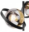 Lampa sufitowa RONDA, czarny żyrandol loft do salonu, pokoju, złote klosze