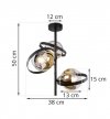 Lampa sufitowa RONDA, czarne pierścienie, złote eleganckie klosze kule, E27