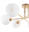 Lampa sufitowa ASTURIA, złoty żyrandol glamour nad stół i wyspę, białe kule, E27