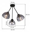 Lampa sufitowa potrójna VENICE, żyrandol, grafitowa, czarna konstrukcja loft, do salonu