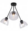 Lampa sufitowa VENICE, potrójna, żyrandol, czarna konstrukcja, szklane bezbarwne klosze