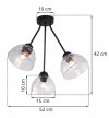 Lampa sufitowa VENICE, potrójna, żyrandol, czarna konstrukcja, szklane bezbarwne klosze