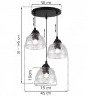 Lampa wisząca VENICE, sufitowa, żyrandol z trzema szklanymi kloszami, loft, nowoczesna