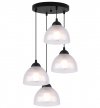 Lampa wisząca VENICE, sufitowa, okrągły czarny żyrandol z mlecznymi białymi kloszami ze szkła