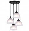 Lampa wisząca VENICE, sufitowa, okrągły czarny żyrandol z mlecznymi białymi kloszami ze szkła