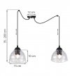 Lampa sufitowa VENICE, wisząca, czarny żyrandol typu pająk, loft, przezroczyste szkło, misa