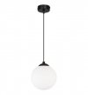 OUTLET -10% Regulowana wisząca lampa sufitowa biała kula 15 cm czarna konstrukcja E27 czarna, okrągła podsufitka 8 cm