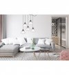 Lampa wisząca VENICE, sufitowa, długi czarny pająk loft, mleczne białe szklane misy, do salonu