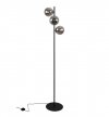Lampa stojąca podłogowa SIENA, czarna, dodatki chrom, grafitowe szkło, loft, 3 źródła światła E27