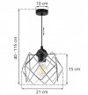 Lampa wisząca STELLA, sufitowa, czarna, srebrny chromowany klosz, nowoczesna, loft, pojedyncza