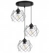 Lampa wisząca STELLA, sufitowa, okrągła czarna listwa loft, potrójna, trzy srebrne klosze, glamour