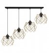 Lampa wisząca STELLA, sufitowa, czarna listwa ze złotymi kloszami, nowoczesna, nad stół, 4xE27