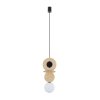 LAMPA WISZĄCA CZARNA DREWNIANA Z DREWNEM DREWNIANE KOŁA BIAŁA KULA SZKLANA NOWODVORSKI DROPS WOOD A 11173 DO SALONU SYPIALNI