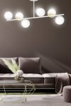 LAMPA WISZĄCA KULE BIAŁE DO POKOJU SYPIALNI EMIBIG FLOKI 6 WHITE GOLD