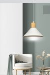 LAMPA WISZĄCA METALOWA NAD STÓŁ BIAŁA Z DREWNEM EMIBIG ROWEN 1 WHITE