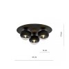 LAMPA SUFITOWA PLAFON CZARNY KULE SZKLANE EMIBIG SOLAR 3 BLACK/STRIPE
