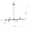 LAMPA WISZĄCA CZARNA NAD STÓŁ SZKLANA EMIBIG PANDORA 8 BL TRANSPARENT