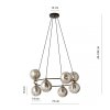 LAMPA WISZĄCA NA KOLE SZKLANE KULE DO SALONU EMIBIG AZURA 7 BL GRAFIT oprawa oświetleniowa