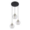TK LIGHTING DEVI TRANSPARENT 4579 LAMPA WISZĄCA 3 NA KOLE POTRÓJNA CZARNO ZŁOTA SZKLANE KLOSZE