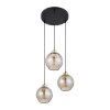 TK LIGHTING DEVI AMBER 4637 LAMPA WISZĄCA NA KOLE CZARNO ZŁOTA POTRÓJNA KLOSZE SZKLANE BURSZTYNOWE