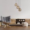 TK LIGHTING DEVI AMBER 4637 LAMPA WISZĄCA NA KOLE CZARNO ZŁOTA POTRÓJNA KLOSZE SZKLANE BURSZTYNOWE