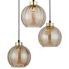 TK LIGHTING DEVI AMBER 4637 LAMPA WISZĄCA NA KOLE CZARNO ZŁOTA POTRÓJNA KLOSZE SZKLANE BURSZTYNOWE