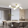 LIGHT PRESTIGE DORADO LP-002/8P LAMPA WISZĄCA ZŁOTA SZKLANE KULE BIAŁE KLOSZE