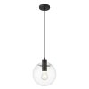 LAMPA WISZĄCA SZKLANA CZARNA KULA 20CM TRANSPARENTNA DO SALONU POKOJU SYPIALNI LIGHT PRESTIGE PUERTO LP-004/1P S BK