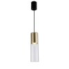 LAMPA WISZĄCA NAD STÓŁ CZARNO ZŁOTA SZKLANY KLOSZ TUBA CYLINDRYCZNY LIGHT PRESTIGE MANACOR LP-232/1P GD DO ŁAZIENKI LAMPA DEKORACYJNA DI SYPIALNI NAD STOLIK NOCNY NAD STOLIK KAWOWY 