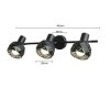 KINKIET PLAFON SPOT REFLEKTOR CZARNY DEKORACYJNY REGULOWANY LIGHT PRESTIGE REUS LP-8069/3WS BK