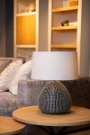 LAMPKA STOŁOWA NOCNA CZARNA  Z TRAWY MORSKIEJ Z BIAŁYM ABAŻUREM LUCIDE MADUKA 10550/81/30