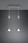 LAMPA WISZĄCA LED NIKIEL MATOWY NAD STÓŁ DO SALONU JADALNI KUCHNI NOWOCZESNA Z REGULOWANĄ WYSOKOŚCIĄ PODWÓJNA 3000K BARWA CIEPŁA FRANKLIN 326510207 TRIO
