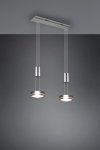 LAMPA WISZĄCA LED NIKIEL MATOWY NAD STÓŁ DO SALONU JADALNI KUCHNI NOWOCZESNA Z REGULOWANĄ WYSOKOŚCIĄ PODWÓJNA 3000K BARWA CIEPŁA FRANKLIN 326510207 TRIO