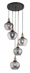 LAMPA WISZĄCA SZKLANA PATYNA KLOSZE GRAFITOWE SMOKY DO JADALNI KUCHNI SALONU NAD STÓŁ LUCES EXCLUSIVAS CALDAS LE41928