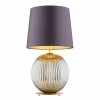 DUŻA LAMPA STOŁOWA LAMPKA NOCNA SZKLANA DO SALONU SYPIALNI NA KOMODĘ W STYLU GLAMOUR KULA SZARA SZKLANA ZE ŚLIWKOWYM ABAŻUREM ARGON HAMILTON 8532