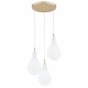 LAMPA WISZĄCA ZŁOTA Z BIAŁYMI KLOSZAMI NA KOLE BIAŁE KLOSZE W KSZTAŁCIE GRUSZKI SZKLANA DO SALONU SYPIALNI KUCHNI ARGON OAKLAND 6104
