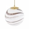 LAMPA WISZĄCA ZŁOTA NA KOLE MOSIĄDZ SZCZOTKOWANY KLOSZE KULE SZKLANE ALA MARMUR W STYLU GLAMOUR DO SALONU SYPIALNI KUCHNI JADALNI ARGON ARUBA 6299