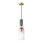 ITALUX MANSO PND-37462D-MC-GD LAMPA WISZĄCA ZŁOTA SZKLANA KOLOROWY KLOSZ