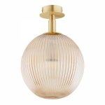 PLAFON LAMPA SUFITOWA ZŁOTA MOSIĄDZ SZCZOTKOWANY KULA SZKLANA 25CM MIODOWA BURSZTYNOWA DO SALONU SYPIALNI KUCHNI ARGON PALOMA 8514