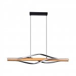 ZUMALINE P230857003 BAEZ LAMPA WISZĄCA CZARNA LED NOWOCZESNA Z DREWNEM DREWNIANA BELKA