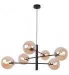Lampa wisząca VICENZA, sufitowa, czarna, złote dodatki, klosze kule, żyrandol glamour, E14