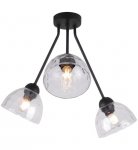 Lampa sufitowa VENICE, potrójna, żyrandol, czarna konstrukcja, szklane bezbarwne klosze