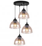 Lampa wisząca VENICE, sufitowa, żyrandol, czarna listwa, miodowe szkło, do jadalni, kuchni